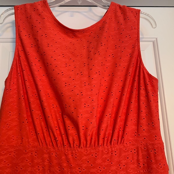 NWOT London Style Collection, Coral Color Eyelet Dress, Women's Size 12 - Picture 2 of 10